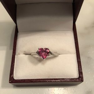 Pink sapphire heart shaped ring